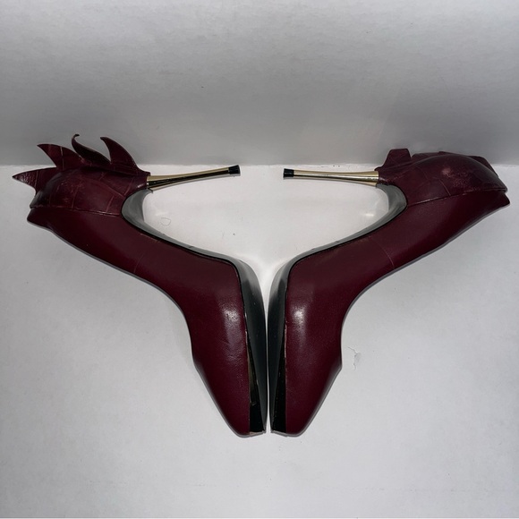 Monika Chiang Burgundy Croc Mohawk Pump Women’s Size 37.5 (US size 7) - Picture 9 of 10